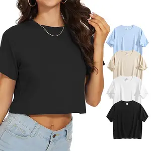 Womens T Shirts Short Sleeve Basic Tops for  Womens Summer Crop Tops Short Sleeve Round Neck T-Shirts Loose Fit Casual Blouse