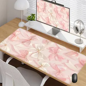 Bow Pattern Mouse Pad, Rectangle Gaming Mouse Pad, Office Desk Keyboard Mat for Home Office Desk, Desk Decor for Home Office, Office Girly Desk Accessories