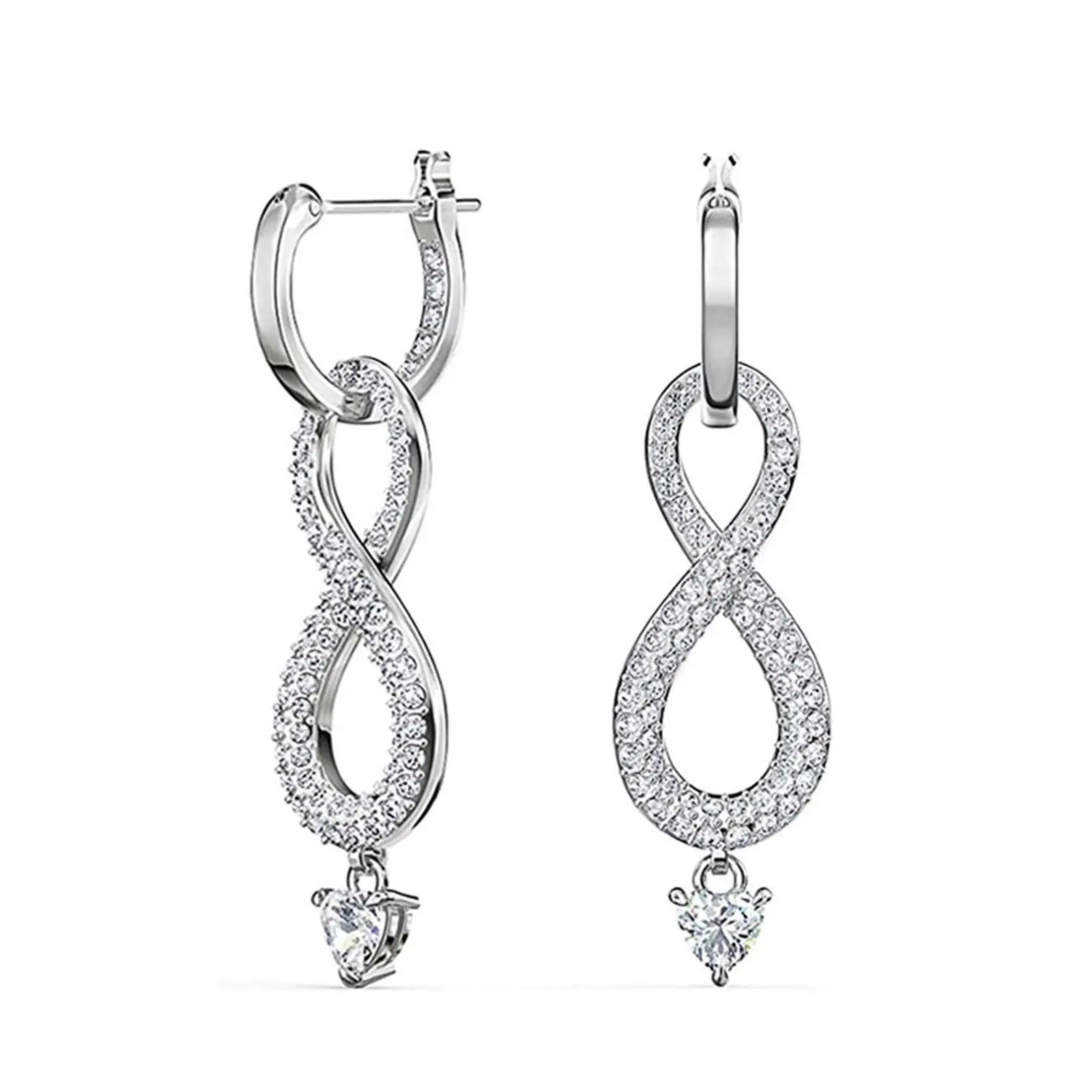 Eternal Love Zircon Infinite Love Earrings Women Infinity 8 Pendant Ear Buckle Couple Bracelet Party Gift