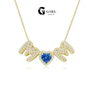 GGIRL GGDIY (MOM) Letter Birthstone Necklace Heart pendant with letters meaningful and fashionable jewelry exquisite and trendy suitable for everyday wear and holiday gifts
