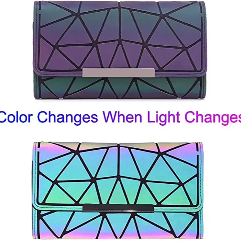 Glow reflective luminous handbag wallet wristlet set