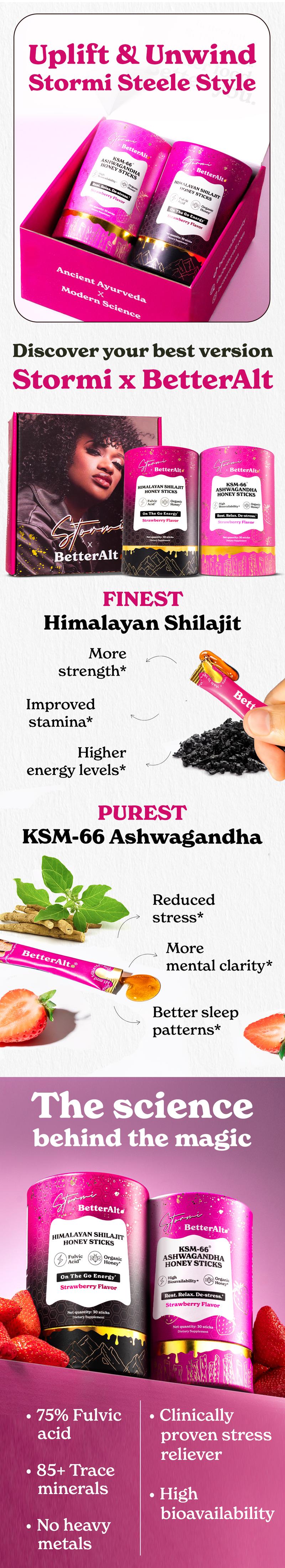 (Limited Edition) Stormi x BetterAlt | De-stress & Energy Kit, HSN Gummies & Undereye Patches | Lab-tested | Energy & Beauty supplements