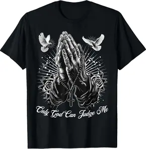 Only God Can Judge Me Prayer Hands, Chicanos clothing , Lowrider clothing, Gangster clothes, Mexican Clothing Streetwear Shortsleeve Oversized