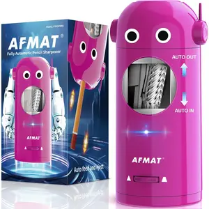 Electric Pencil Sharpener for Colored Pencils 7-11.5mm, Fully Automatic Robot Pencil Sharpener, Auto in & Out, Rechargeable Hands-Free for Classroom/Home/Office, Battery Operated, PSX5RB, Pink