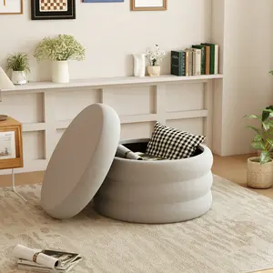 Storage Ottoman Foot Stool Round or Rectangular Metal or Wooden Legs Velvet Upholstered Padded Seat 300 lbs Capacity Modern Coffee Table Footrest for Living Room Bedroom