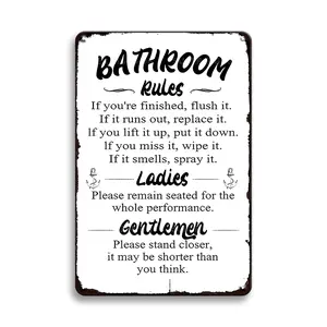 Vintage Rectangular Metal Plaque, 1 Count Retro Letter Pattern Decorative Plaque, Wall Hanging Decor for Home Bathroom