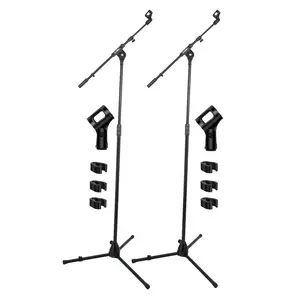 5 Core Mic Stand 2Pcs Adjustable Microphone Stands Floor w 180° Rotating Telescoping Metal Boom Arm