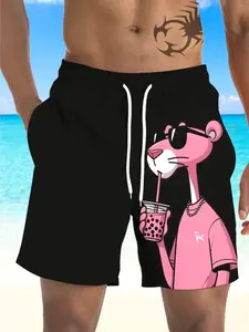 Men's Casual Beach Shorts with 3D Digital Print, Bold Pattern Design, Regular Fit, Perfect for Golf, Summer, Parties