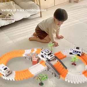Electric rail car toy dinosaur DIY assembly roller coaster tunnel puzzle train boys and girls gift for Stress Relief