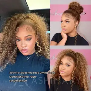 [Limited Offer] 360 Wig P4/27 Highlight Ombre Color Ashimary Invisi-Strap 360 Skin Lace Wig Water Wave Glueless Human Hair Pre Plucked