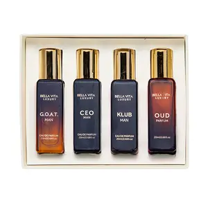 BellaVita Luxury's Perfume Gift Set for Men | 4 Luxury Minis | Long Lasting | G.O.A.T, Oud, CEO Man, Klub Man| Eau De Parfum | Portable Perfume Kit | Perfect Gift for Men