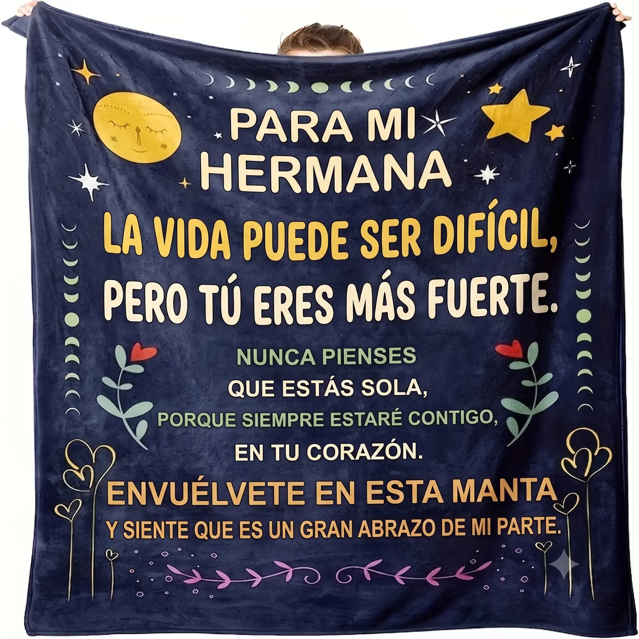 To My Sister Blanket For All Season, PARA MI HERMANA, Spanish Letter Throw Blanket Warm Cozy Soft Throw Blanket Nap Blanket For Couch Bed Sofa, Message Blanket - sis10002