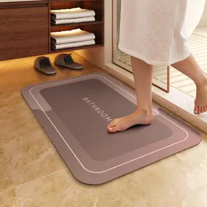 Premium Quick-Dry Bathroom Mat-Ultra-Absorbent Thin Diatomite Bath Mat-Rubber Backing Thin Non-Slip,Machine Washable,and Mildew-Resistant Rug for Shower, Kitchen,Laundry Room and More with Geometric Design and Easy Cleaning last-minute Valentine's present