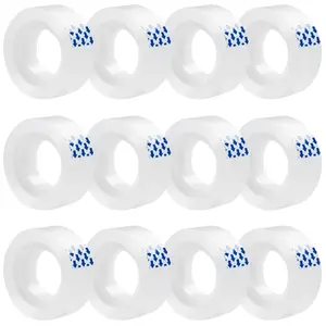 12 Rolls Clear Tape, Transparent Tape Refills for Dispenser, 1 Inch Core, 3/4 x 1000 Inches,  Adhesive for  Wrapping, Office, School, , Desk Supplies & Crafts