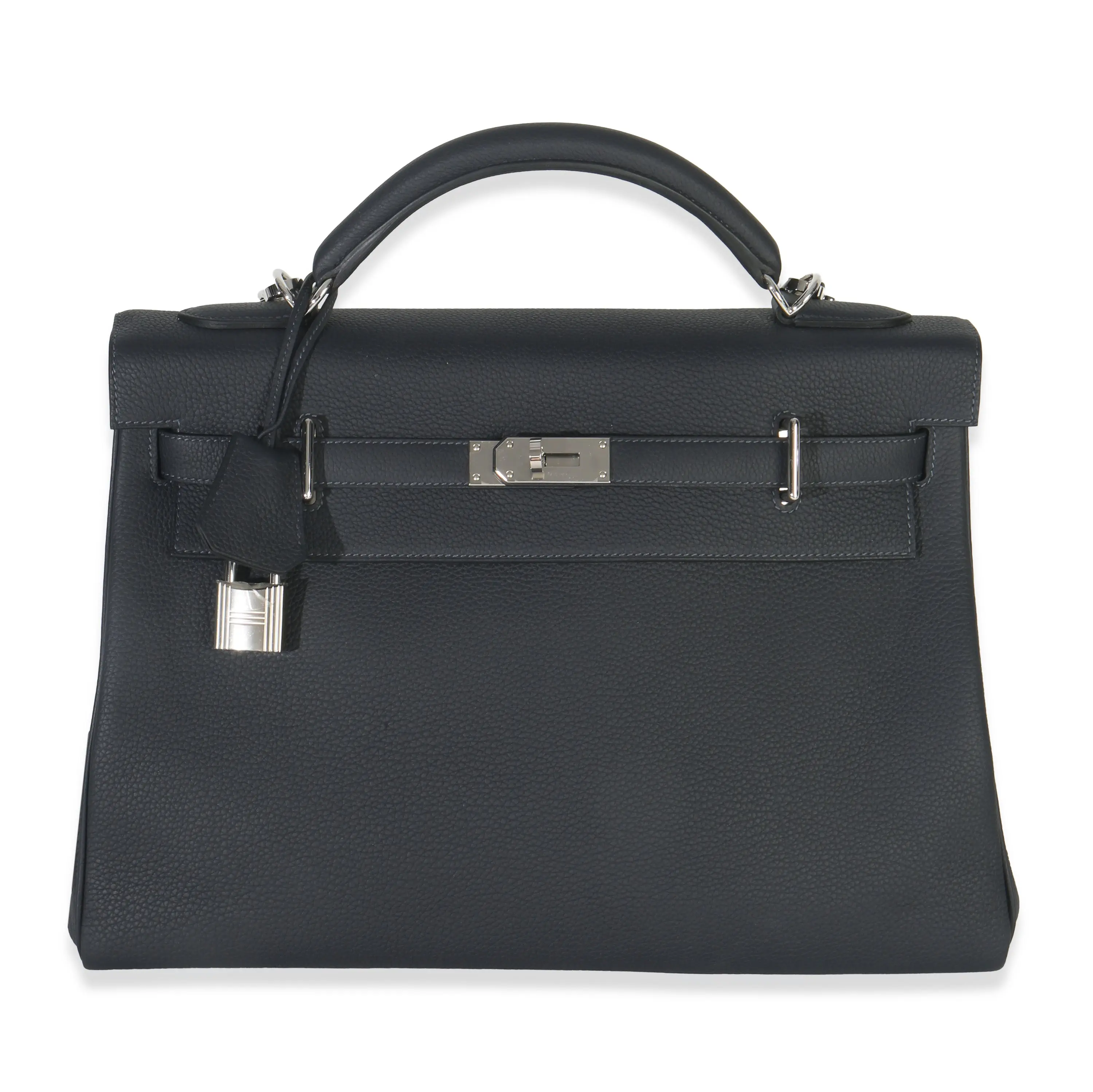 Pre-owned Leather Shoulder Bags Plomb Togo Maxi Kelly Retourne 42 PHW