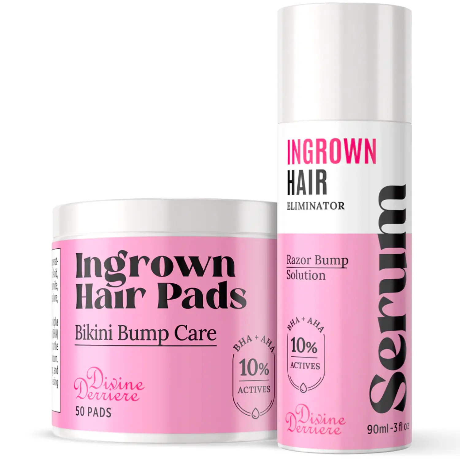 Divine Derriere Bikini Bump Kit for Ingrown Hairs - Razor Bump Stopper & Razor Burn Pads with AHA BHA to Tend Skin Ingrowns Serum, PFB Chromabright Topicals Aftershave