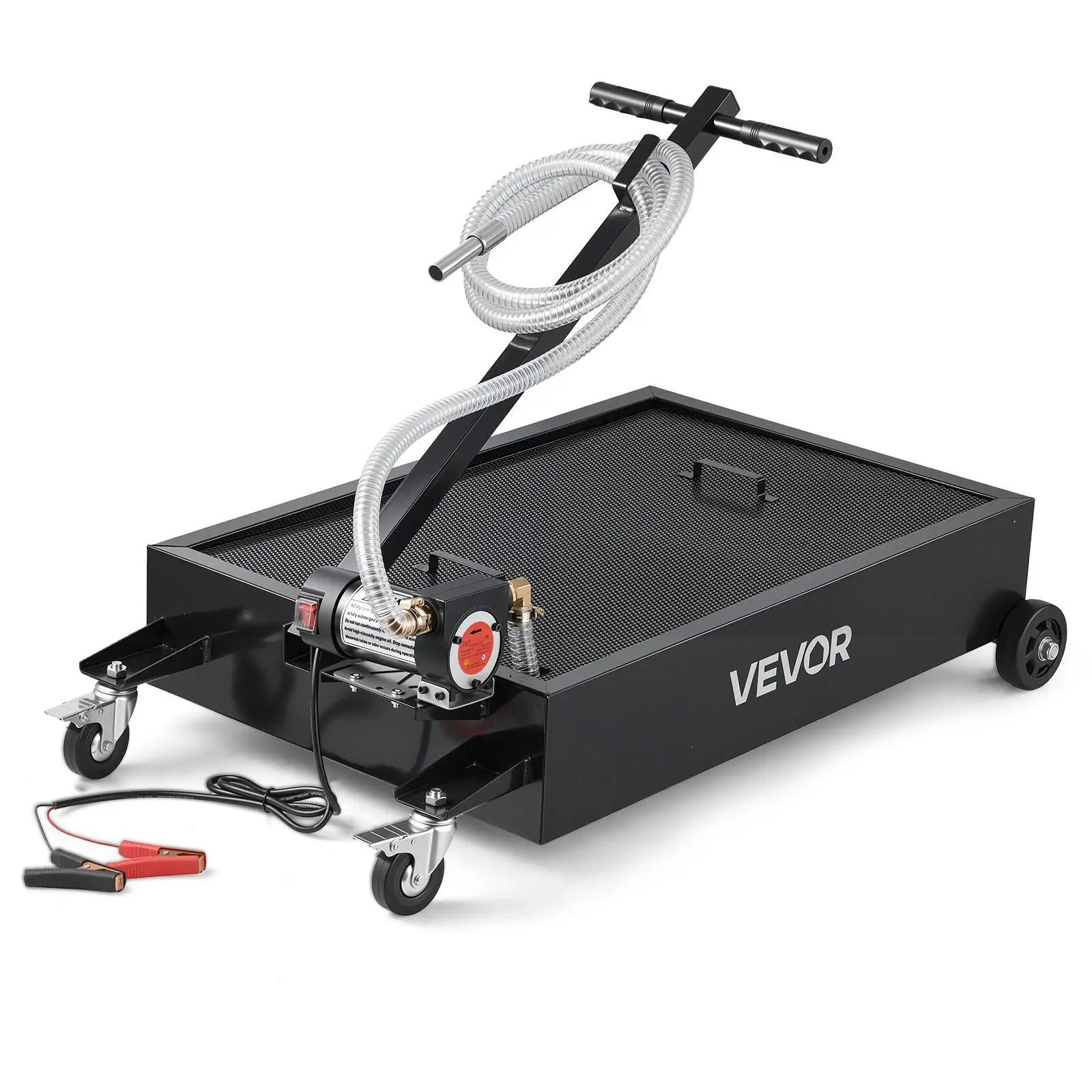 【summerfinds】VEVOR Low Profile Oil Drain Pan, 15 Gallon Capacity, Rolling Oil Drain Pan with Electric Pump & 7.2 ft Hose, Leak-proof & Corrosion-resistant, Fit for Cars, SUVs, Trucks, Motorcycles, ATVs, Metal