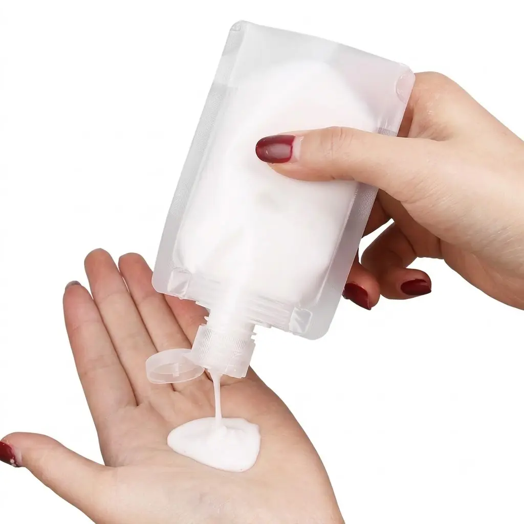 Clear Travel Toiletries Pouches Set | Reusable Plastic Squeeze Travel Fluid Pouches with Flip Cap | Portable Travel Size Cosmetic Liquid Dispensers