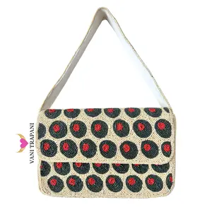 White Olive Beaded Shoulder Bag – Handmade Cocktail Fruit Purse