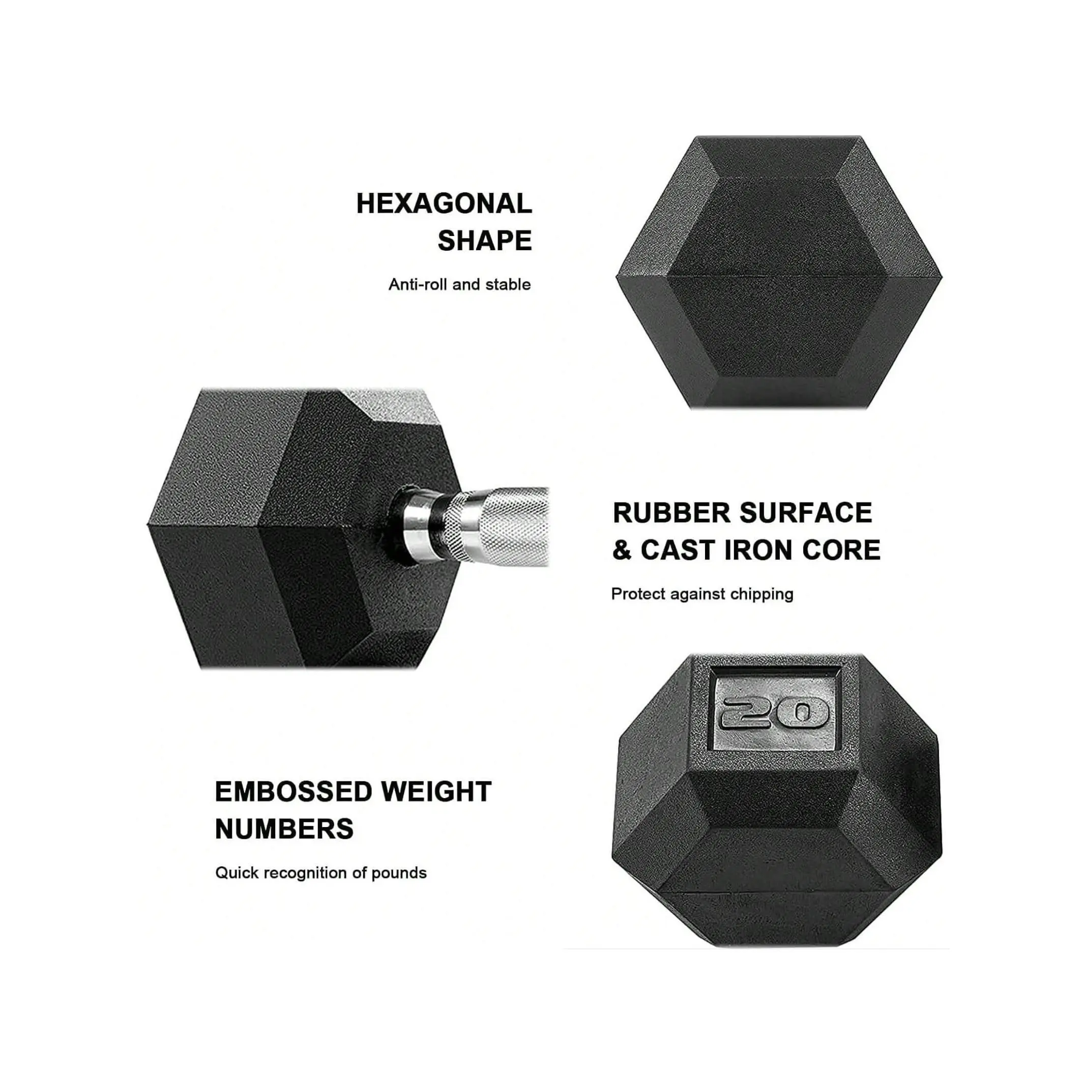 Sports season  Dumbbells Rubber Coated Cast Iron Hex Black Free Weights 60 75lb Dumbbell Single Strength training