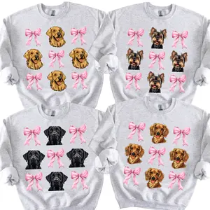 Dog with bows Sweatshirt ~ Y2K, Trendy, Preppy Dog Mom, Sweatshirt Unisex Apparel Relaxed Fit Printed in the USA Clothing Womenswear Casual and Comfortable