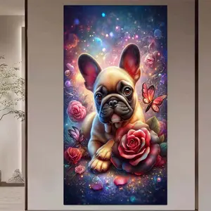 1 DIY diamond painting kit, 5D diamond art set, DIY decoration, French bulldog, rose, butterfly diamond painting set with full round diamonds, mosaic, diamond art, DIY art home decor, suitable for Christmas.