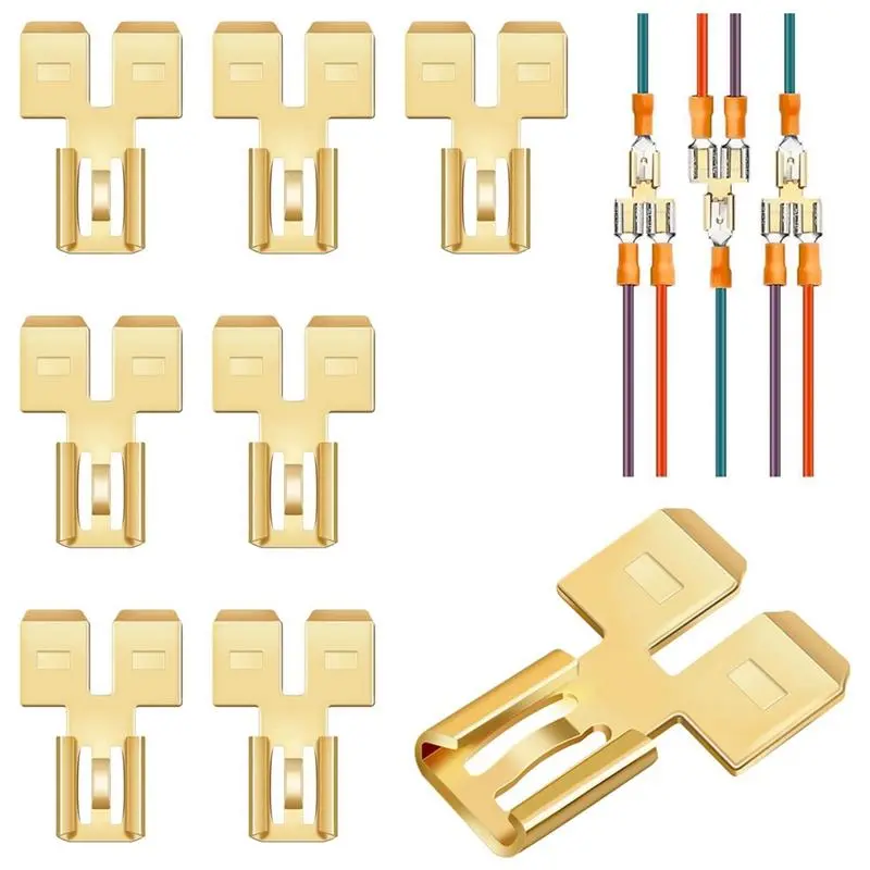 8Pcs Double Back Spade Connector Set, Quick Disconnect Non-Insulated Male Single 2-Way Electrical Wire Terminal Adapter Pack for Home Supplies Hanging Decor, Set Pack