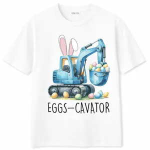 Eggs-Cavator Shirt for Adults, Easter Egg Hunt Excavator Tee, Cute Bunny Easter Shirt, Spring Easter Gift