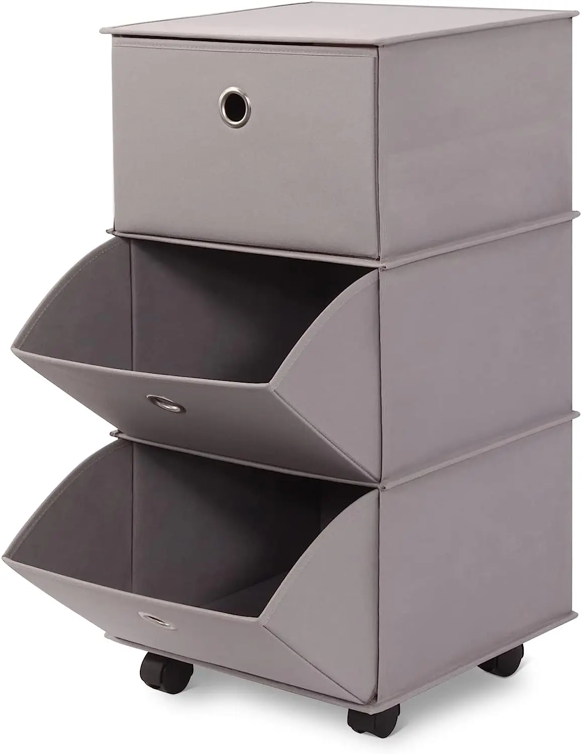Fabric Dresser with 3 Drawer, Foldable 3 Drawer Storage, Easy Pull Fabric Storage Dresser, Rolling Fabric Storage Drawer for Bedroom, Closet, Entryway, Hallway, Nursery Room, Office
