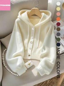 autumn winter new soft comfortable hooded sweatshirt jacket, lazy style unique design casual fashion knit cardigan, elegant long sleeve top