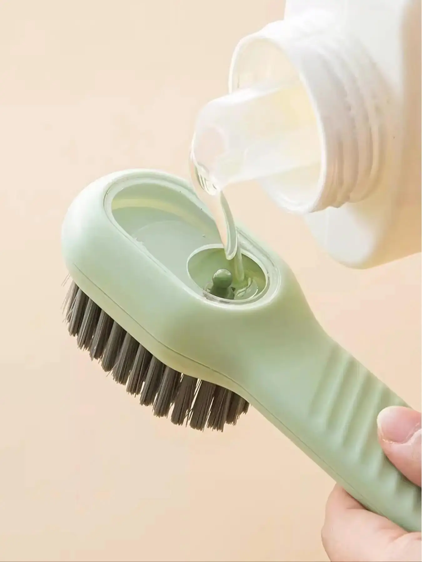 Shoe Brush with Liquid Holder, Press Type Multifunctional Shoe Brush Cleaning Tool for Home Use, Convenient Household Shoe Washing Tool