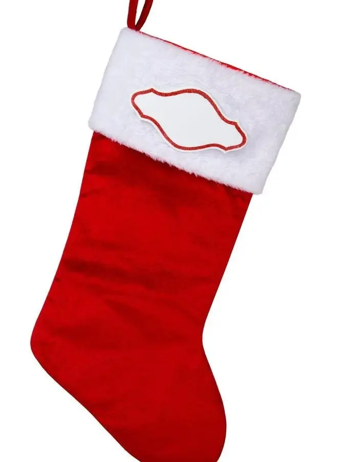 New red & white personalized christmas stocking