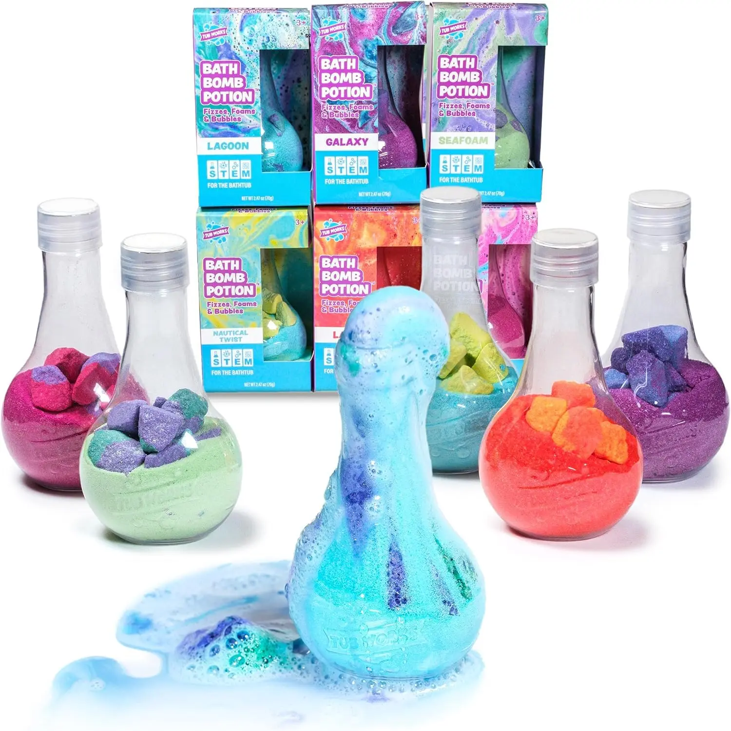 Bath Bomb Potions 6-Pack, Non-Toxic Fizzy Rainbow Bath Bombs with Colorful Streams, Educational Body Care for Youth, Add Water, Multi-Pack, Powder, Beauty, Assorted Set Bubble Bath sohochic