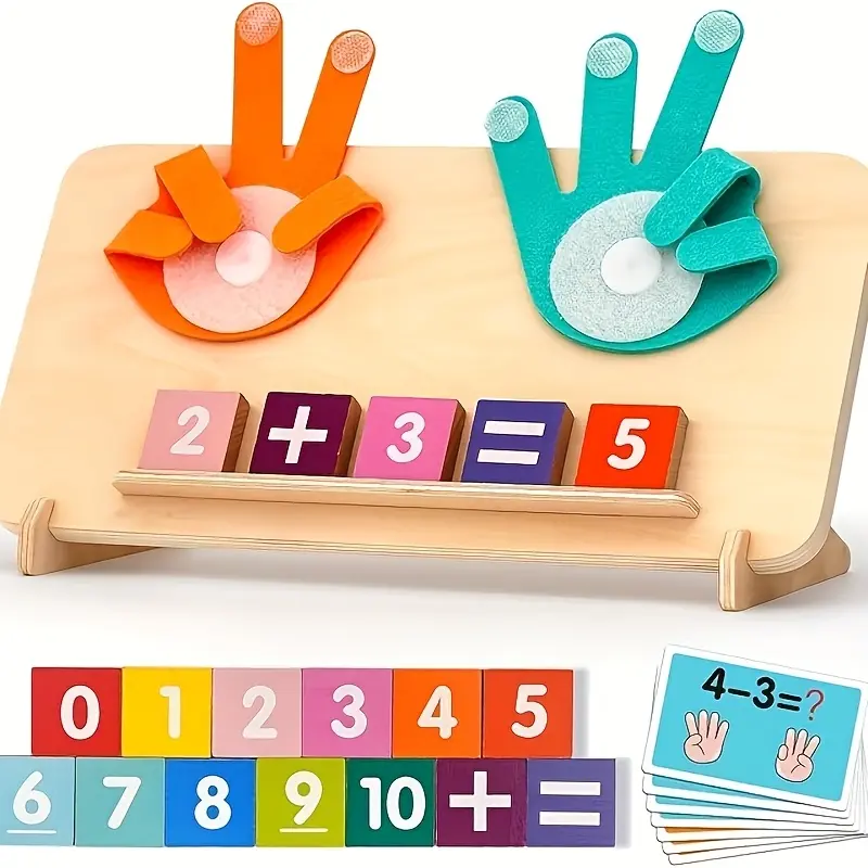 Wooden Math Learning Toy - Unisex Toddler Hands-On Learning Blocks, Kid-Friendly Tactile Colorful Educational Puzzle for Number Recognition, Addition Skills Development