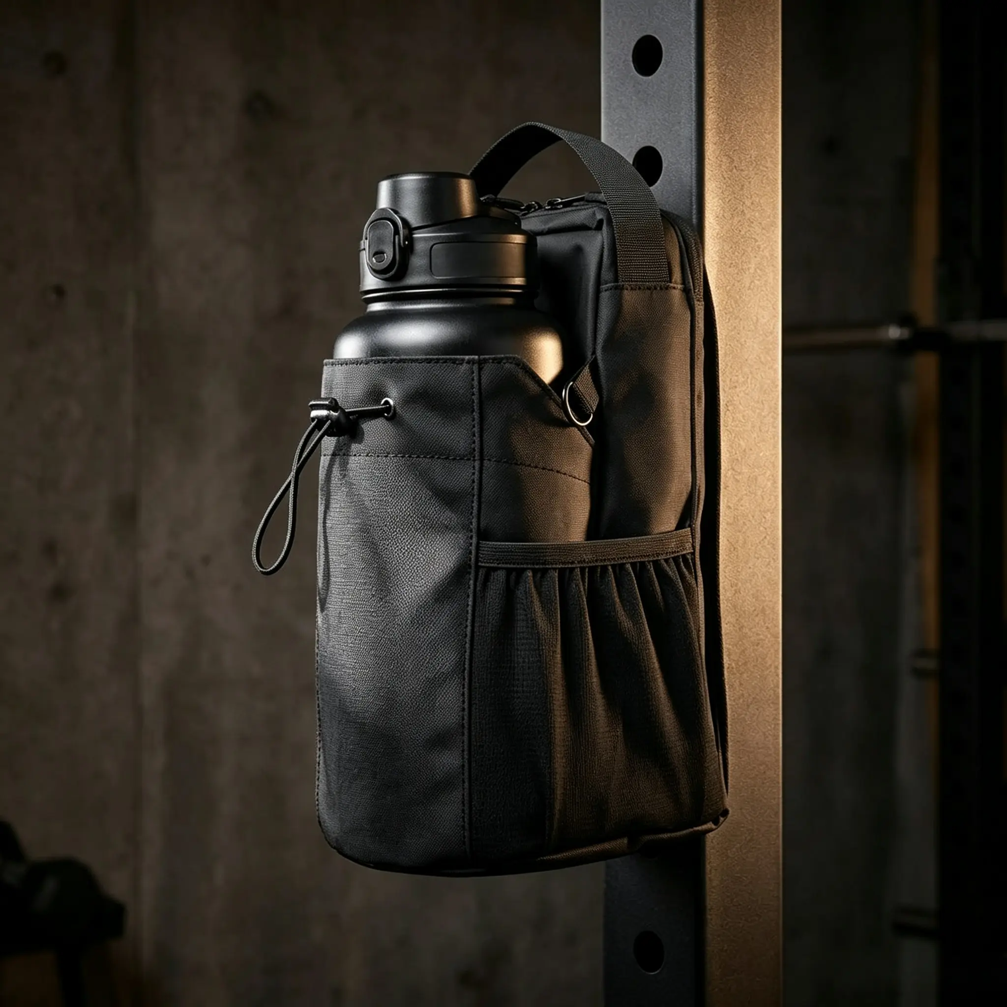 Magnetic Gym Bag with Secure 3-Way Magnetic Water Bottle Holder Pouch, Hands-Free Adults' Fitness Organizer with Phone Pocket, High-Density Oxford Portable Travel Bag