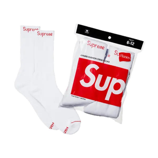 Supreme x Hanes Crew Socks (4 Pack) 'White' 99HAA26-WHITE