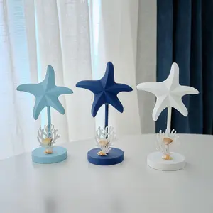 New Ocean Style Starfish Decorative Ornaments Wooden Crafts Home Model Room Restaurant Tabletop Decorations Creative Display