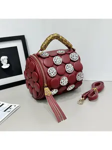 Large capacity new trendy fashion small square handbag, versatile shoulder bag, crossbody bag, buckle bag, cylindrical pillow bag