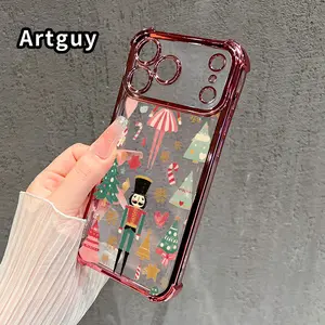 Nutcracker Christmas Dream Pattern Phone Case for iPhone 17 Pro Max 16 15 Plus Air 14 13 12 11 E Electroplated Cover with Airbag Shockproof Soft Silicone Casing