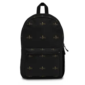 Black Logo Backpack — Sleek AU|RU Monogram Daypack