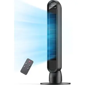 [NOT A/C] 36 Inch Quiet Tower Fan with Remote LED Touchscreen Powerful Airflow 4 Adjustable Speeds 8-Hour Timer Wide Oscillation Stylish Design