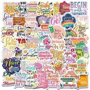 50PCS Inspirational Quote Stickers Positive Cartoon Doodle Vinyl Decals for Laptop Water Bottle