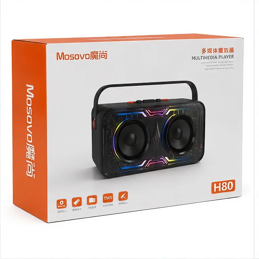 Mosovo H80 Multimedia Player with RGB Lighting, Bluetooth, and TWS Technology