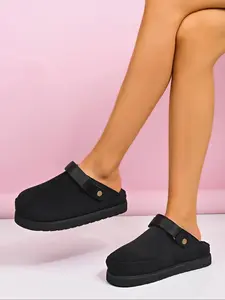 New Chunky Thick Rubber Sole Open Toe Half Slipper, Multiple Colors Available, Vintage Style Slippers, Fall Winter Comfortable Mules, Thick Bottom Slippers