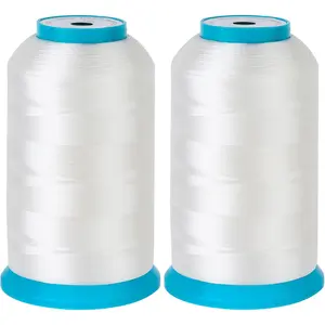 Set of 2 White Bobbin Bottom Thread 60WT Huge Spool 5000M (5500Y) for Embroidery and Sewing Machines