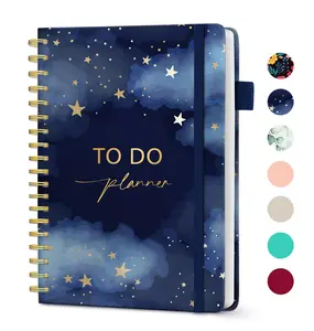 Aesthetic To Do List Notebook Planner - Simplified Undated Daily Planner to Stay Organized and Boost Productivity - Stylish Organizer Notebook for Office School Supplies, Starry Sky