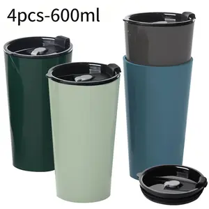4pcs 20oz Reusable Travel Coffee Mug Set with Lids,Mother's Day Gift, Unbreakable Food-Grade PP BPA-Free Cups, Microwave & Dishwasher Safe,Water Bottle,Lightweight Portable Mug for Home, Office, Hiking & Commuting,HAPPY FATHER'S DAY