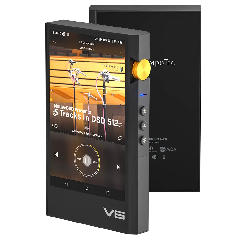 TempoTec V6 Portable DAP Android HIFI Music Player, Digital Audio Play, MP3.Dual AK4493SEQ DAC chip,  WiFi,Two-Way Bluetooth ,supports DSD512,MQA 16X full decoding TIDAL Spotify