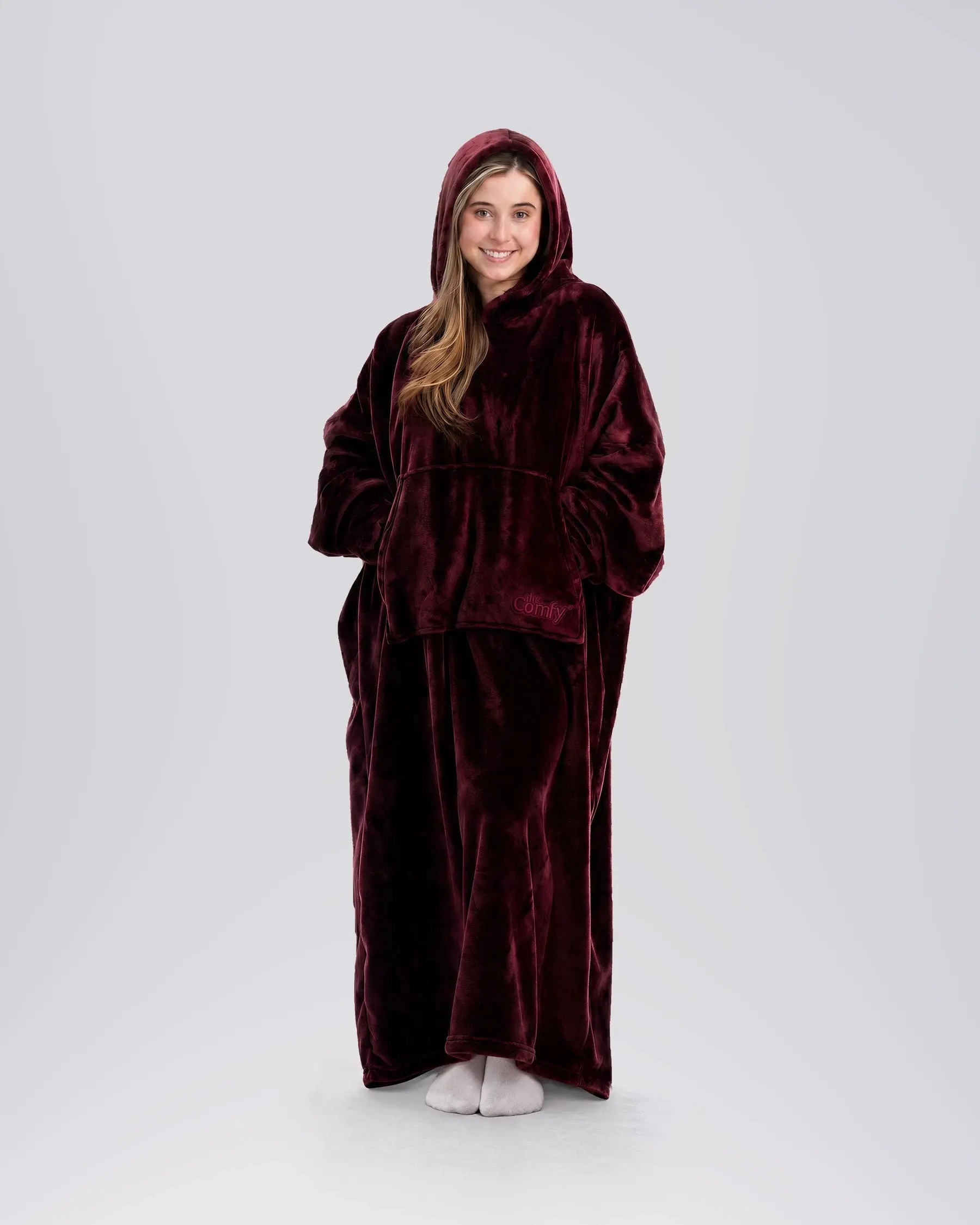 THE COMFY Dream Long - Floor Length Lightweight Ultra Soft Microfiber Wearable Blanket Hoodie for Warmth and Style, Machine Washable, One Size Fits Most, Seen on Shark Tank, Great Gift