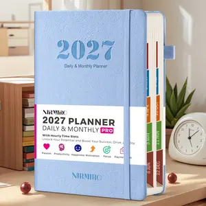 2027 Planner Calendar, Jan.2027 - Dec.2027 Daily & Monthly Planner with Hourly Schedule, 4 Stickers, Monthly Tabs & Storage Pocket, 5.6" X 8.3", A5 Hardcover Agenda Planning Book for Time Management